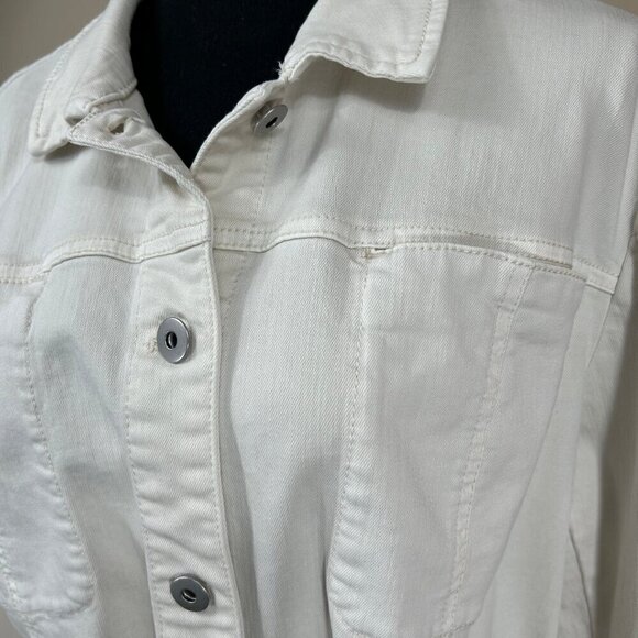 j. jill White Removeable Tie Button Front Utility Jacket Size L - Picture 9 of 14